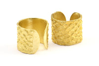 Brass Ethnic Ring, 1 Raw Brass Fish Scale Textured Adjustable Ethnic Rings (18mm) E408