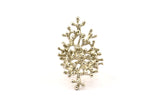 Silver Tree Ring, Silver Tone Brass Adjustable Tree Ring N0034 H0460