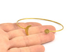 Brass Crescent Moon Cuff, 2 Raw Brass Open Bangles With Crescent And Moon Ending BS 2029