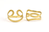 Brass Adjustable Ring, 4 Raw Brass Adjustable Wavy Ring Settings (20x1mm) BS 2024