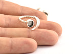 Hammered Cosmos Ring, 2 Antique Silver Plated Hammered Moon And Planet Rings Pad Size 6mm N360 H0243