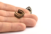 Antique Bronze Chevron Ring, 5 Antique Bronze Plated Brass Adjustable Ring Setting - 16-17mm / 23 Gauge Mn02