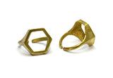 Brass Hexagon Rings, 2 Raw Brass Adjustable Hexagon Rings N0062