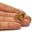 Brass Hexagon Rings, 2 Raw Brass Adjustable Hexagon Rings N0062