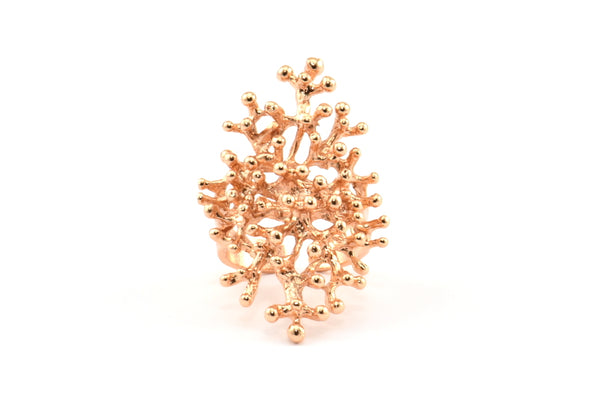Rose Gold Tree Ring, 1 Rose Gold Plated Brass Adjustable Tree Rings N0034 Q0415
