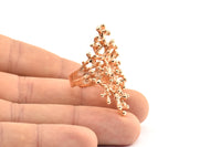 Rose Gold Tree Ring, 1 Rose Gold Plated Brass Adjustable Tree Rings N0034 Q0415