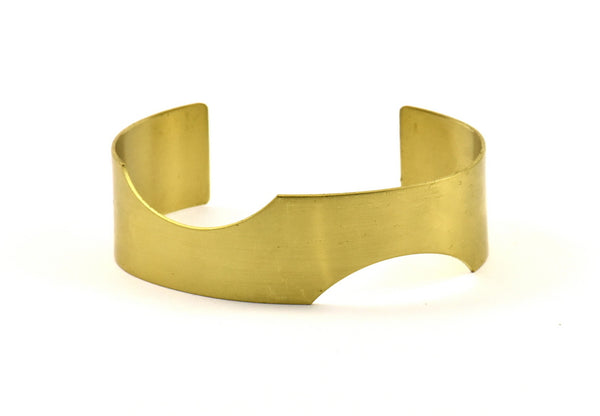 Brass Design Bracelet - 2 Raw Brass Cuff Bracelet Blank Bangle (145x20x12x1mm) V016