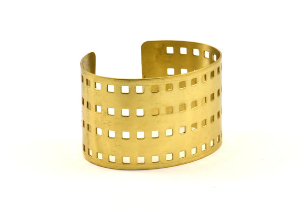 Square Brass Bracelets - 2 Raw Brass Cuffs, Bracelets, Bangles (40x150x0.80mm) V010