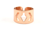 Rose Gold Geometric Ring, 2 Rose Gold Plated Adjustable Geometric Ring Settings (19mm) A0883 Q0315