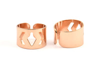 Rose Gold Geometric Ring, 2 Rose Gold Plated Adjustable Geometric Ring Settings (19mm) A0883 Q0315