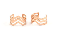Rose Gold Chevron Ring, 3 Rose Gold Plated Adjustable Triple Chevron Rings (16x17mm / 23 Gauge) Mn01 Q0314
