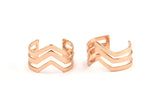 Rose Gold Chevron Ring, 3 Rose Gold Plated Adjustable Triple Chevron Rings (16x17mm / 23 Gauge) Mn01 Q0314