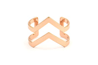 Double Chevron Ring, 3 Rose Gold Plated Brass Double Chevron Adjustable Rings Settings (16x17mm) 23 Gauge Mn03 Q0311