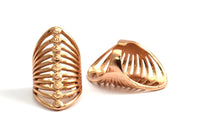 Rose Gold Brass Cage Ring - 1 Rose Gold Plated Brass Adjustable Cage Rings N0015 Q0224