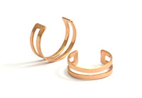 Rose Gold Brass Ring Setting - 8 Rose Gold Plated Brass Adjustable Ring Settings - 16-17mm / 23 Gauge Mn19