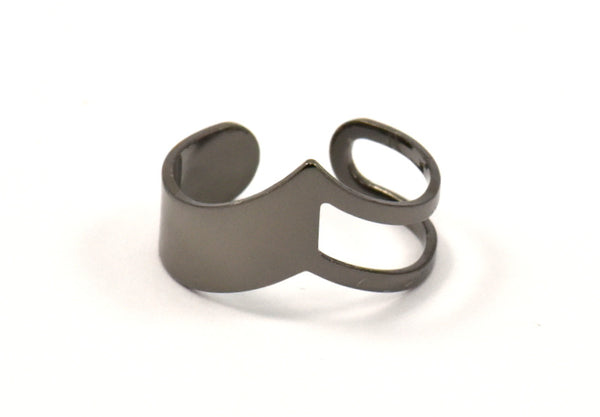Gunmetal Copper Chevron Ring - 10 Gunmetal Plated Copper Chevron Adjustable Ring Setting - 16-17mm / 23 Gauge Mn85 Q0722