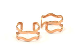 Rose Gold Brass Wavy Ring - 5 Rose Gold Plated Brass Adjustable Wavy Ring Settings - 16-17mm / 23 Gauge Mn32 Q0221