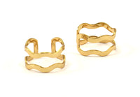 Gold Brass Wavy Ring - 5 Gold Plated Adjustable Wavy Ring Settings - 16-17mm / 23 Gauge Mn32 Q0221