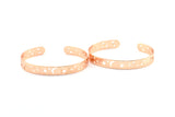 Rose Gold Moon Stars Cuff, 1 Rose Gold Lacquer Plated Brass Open Bangles with Moon and Stars BRC150 Q0051