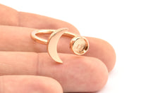Universe Cosmos Ring, 2 Rose Gold Plated Brass Moon And Planet Rings Q0120
