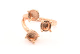 Rose Gold Claw Ring Setting - 1 Rose Gold Lacquer Plated Brass 4 Claw Ring Blank with 3 Prong Settings - Pad Size 6mm N0325