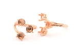 Rose Gold Claw Ring Setting - 1 Rose Gold Lacquer Plated Brass 4 Claw Ring Blank with 3 Prong Settings - Pad Size 6mm N0325