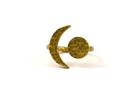 Hammered Universe Cosmos Ring, 2 Hammered Raw Brass Moon And Planet Rings N0130