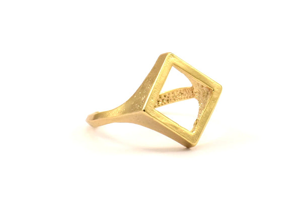 Gold Rhomb Ring, 1 Gold Plated Diamond Shape Adjustable Ring N0066 Q0228