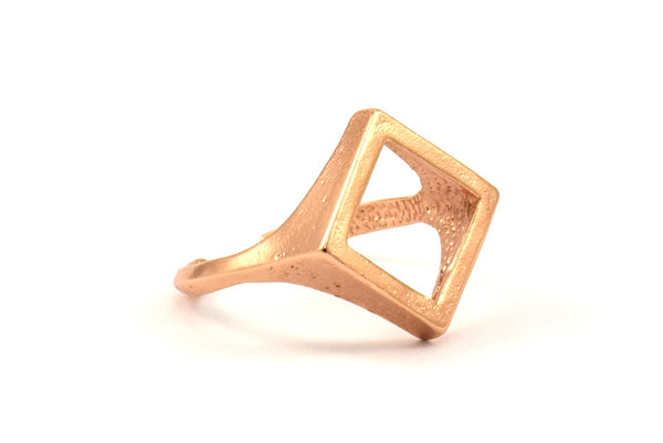 Rose Gold Rhomb Ring, 1 Rose Gold Plated Diamond Shape Adjustable Ring N0066 Q0228