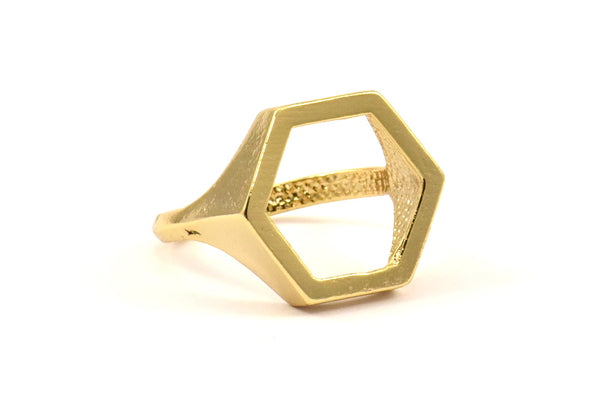 Gold Hexagon Rings - 1 Gold Plated Adjustable Hexagon Rings N0062 Q0229