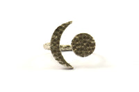 Hammered Universe Cosmos Ring, 2 Hammered Antique Silver Plated Moon And Planet Rings N0130 H0213