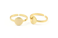 Gold Circle Ring, 4 Gold Plated Brass Circle Rings N0088 H0433