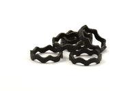 Black Wavy Ring, 2 Oxidized Brass Black Wavy Ring (17mm) N0356 S147