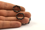 Black Wavy Ring, 2 Oxidized Brass Black Wavy Ring (17mm) N0356 S147