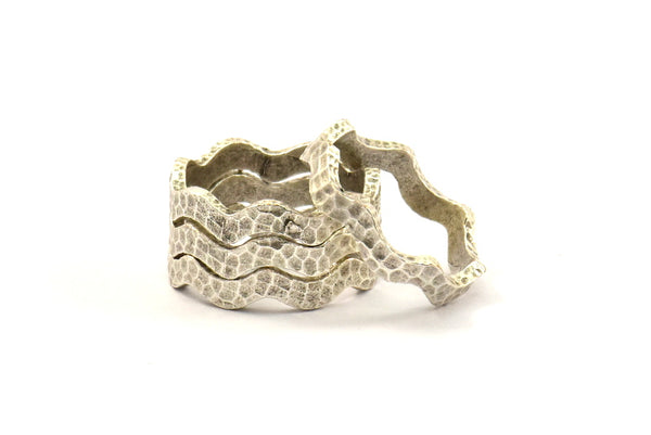 Antique Silver Wavy Ring, 2 Antique Silver Plated Wavy Ring (17.5mm) N0357 H0142