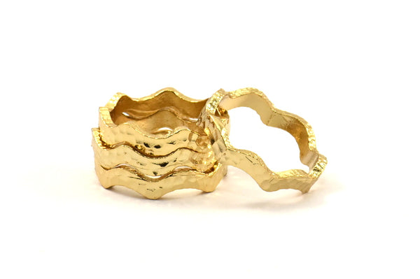 Gold Wavy Ring, 2 Gold Plated Wavy Ring (17.5mm) N0357 Q0230