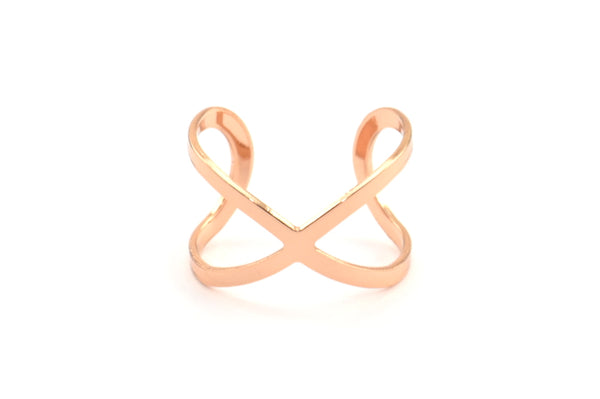 Rose Gold Infinity Ring, 5 Rose Gold Plated Brass Adjustable Infinity Ring Settings - 16-17mm / 23 Gauge Mn30 Q0220