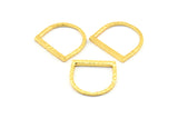 D Shape Rings, 3 Gold Plated Brass D Shape Connectors, Rings (19x20x2mm) BS 1889 Q0458