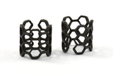 Black Honeycomb Ring, 1 Oxidized Brass Black Adjustable Honeycomb Rings N0014 S195