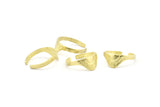 Brass Ring Settings, 4 Raw Brass Adjustable Sunrise Rings N0727