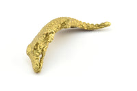Brass Crocodile Charm, 2 Raw Brass Crocodiles Bracelet and Necklace Beads (47x20mm) K637