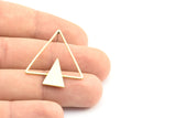 Brass Triangle Earring, 4 Raw Brass Triangle Earring Posts, Pendants, Findings (29x29x1.1mm) E374