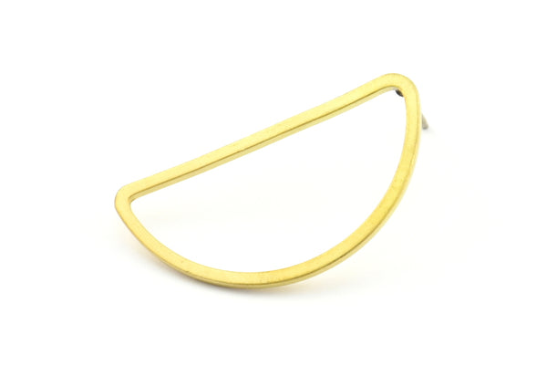 Brass Semi Circle Earring, 10 Raw Brass Half Moon Earring Posts, Pendants, Findings (30x15x1.2mm) E343