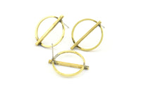 Brass Round Earring, 4 Raw Brass Round Earring Posts, Pendants, Findings (20x16x2.5mm) E368