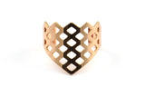 Rose Gold Riddled Ring, 2 Rose Gold Plated Brass Adjustable Riddled Ring Settings (16x17mm / 23 Gauge) MN11 Q0427