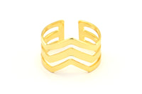 Copper Bohemian Ring, 4 Gold Plated Copper Chevron Adjustable Ring Settings (16-17mm)  23 Gauge Mn87 Q0463