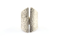 Hammered Gothic Ring - 1 Antique Silver Plated Brass Adjustable Hammered Gothic Rings N0140 H0531