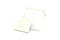 Antique Silver Square Earring, 2 Antique Silver Plated Brass Square Earring Posts, Pendants, Findings (36x26x1.7mm) E329