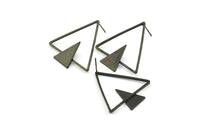 Black Triangle Earring, 3 Oxidized Brass Black Triangle Earring Posts, Pendants, Findings (29x29x1.1mm) E374 S763
