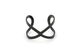 Black Infinity Ring, 5 Oxidized Brass Black Adjustable Infinity Ring Settings - 16-17mm / 23 Gauge Mn30 S683